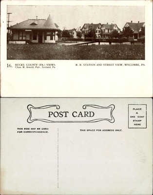Arnold Bros #016 — Railroad Station and street view, Wycombe, Bucks County PA