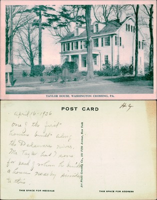 Taylor House colonial home, Washington Crossing PA, white border era