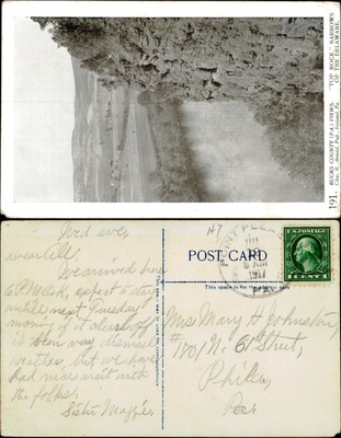 Arnold Bros #191 — Top Rock overhanging cliff Narrows of the Delaware, Bucks County PA