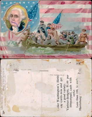Washington Crossing the Delaware patriotic postcard December 25 1776