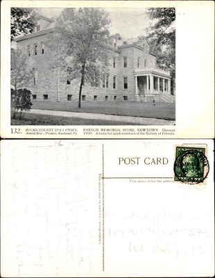 Arnold Bros #132 — Paxson Memorial Home Newtown Bucks County Pennsylvania Society of Friends 1900