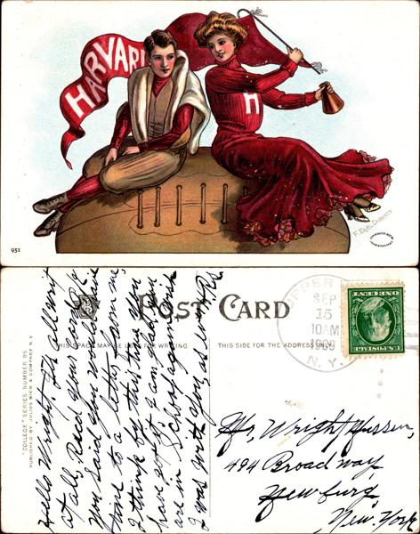 Harvard - Harvard promotional illustration with students and banner.