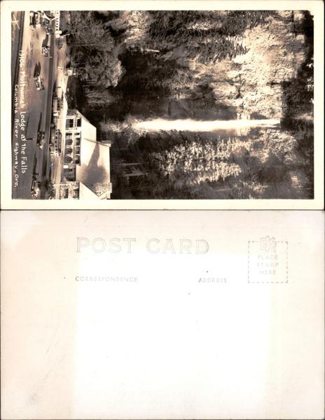 Multnomah Lodge and Waterfall Scene