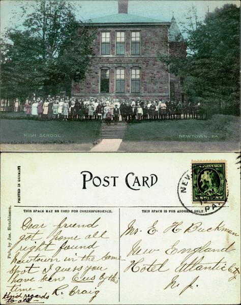 Students outside historic Newtown High School.