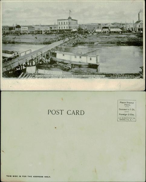 Historic view of Fairbanks, Alaska from across the river