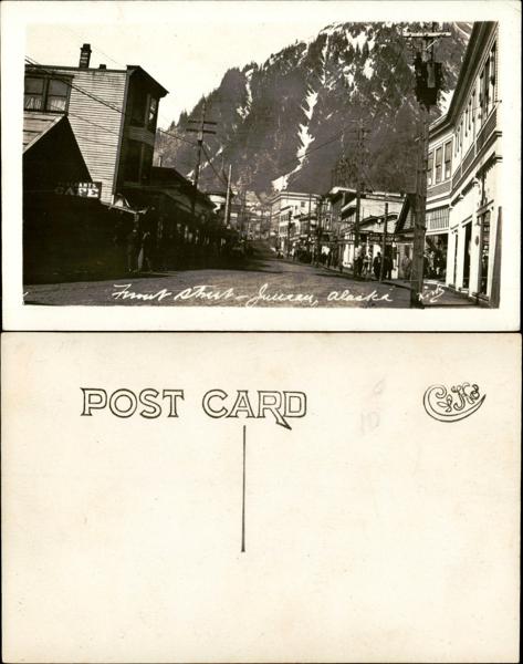Street view of Juneau, Alaska with mountains