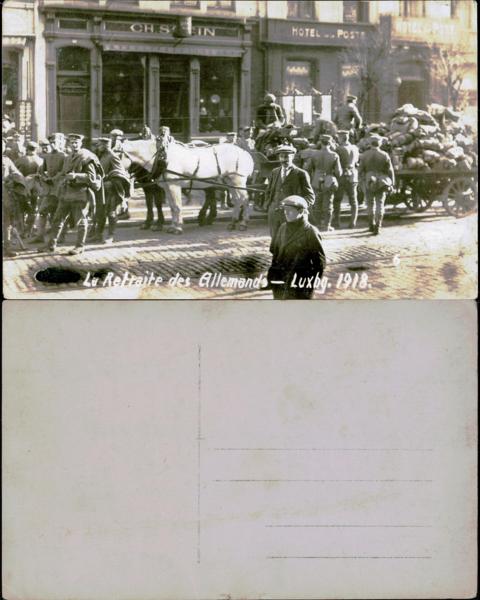 Soldiers and Horse Cart in Luxembourg, 1918