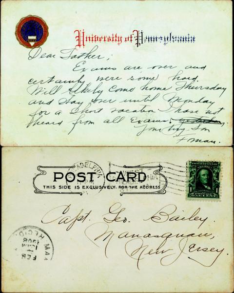 UPenn - [Capt. George Bailey of Bailey-Reed Museum] UPenn Postcard
