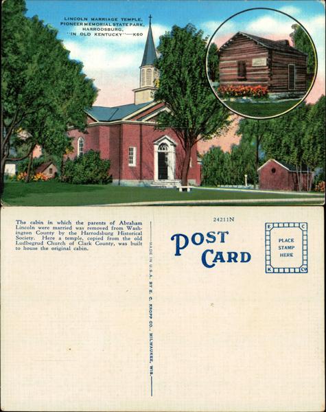 Lincoln Marriage Temple Postcard