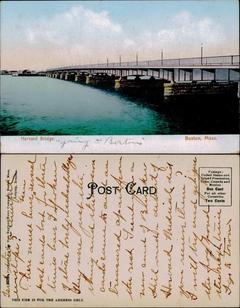 Harvard - Harvard Bridge Postcard