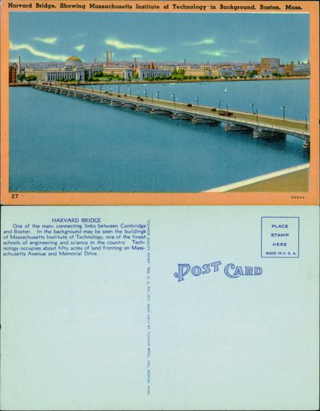 MIT - Harvard Bridge Postcard