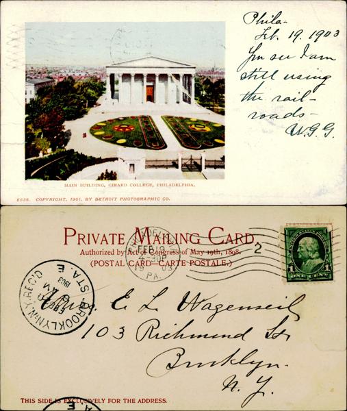 Main Building, Girard College Postcard