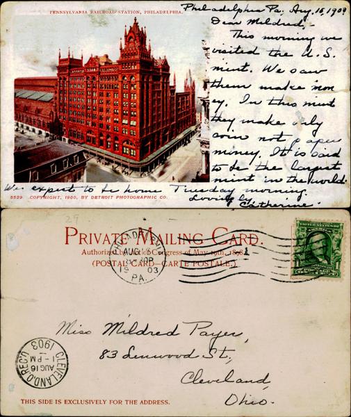 Pennsylvania Railroad Station Postcard