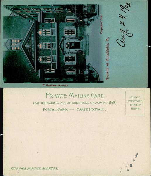 Hold-to-Light Carpenters' Hall Postcard
