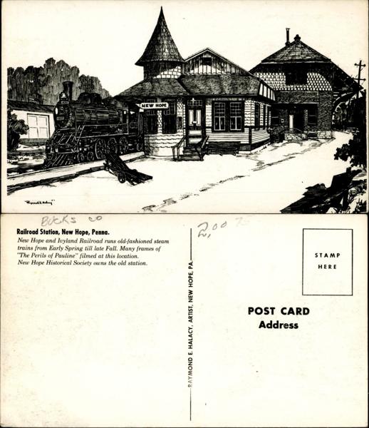 New Hope Railroad Station Postcard