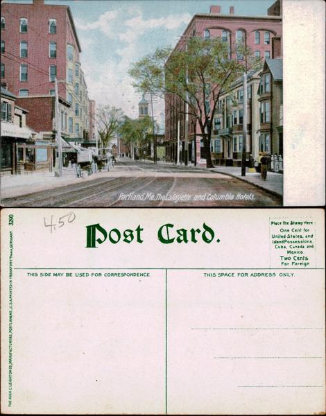 Portland, Maine Hotels Postcard