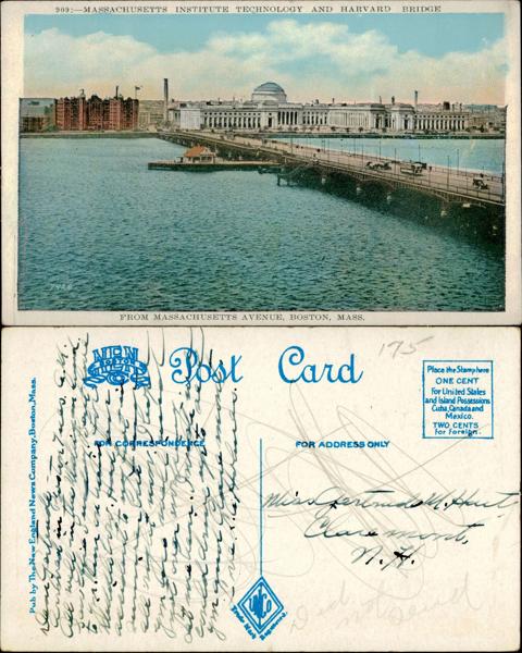 MIT - MIT and Harvard Bridge Postcard