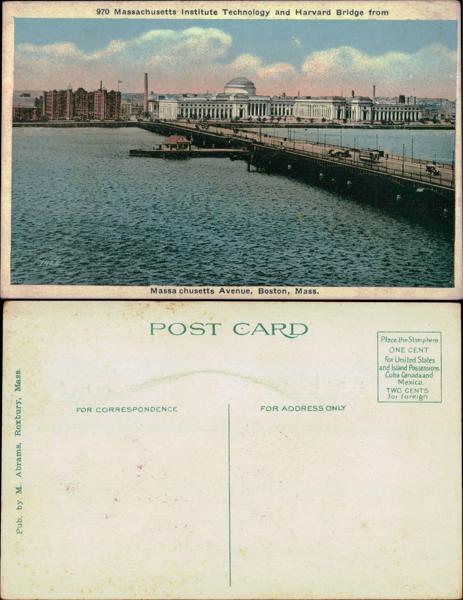 MIT - MIT and Harvard Bridge Postcard