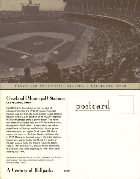 Cleveland Municipal Stadium Postcard