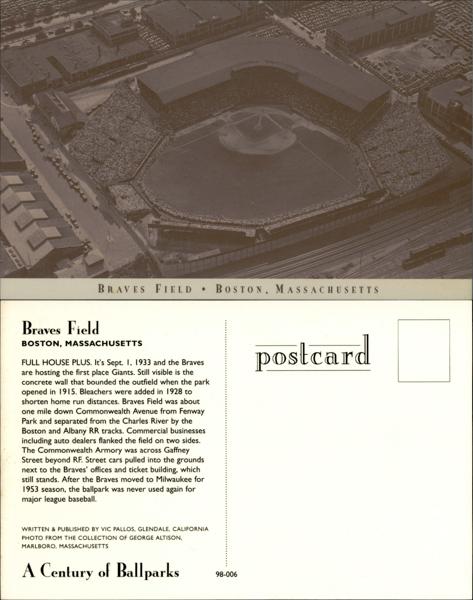 Braves Field Postcard