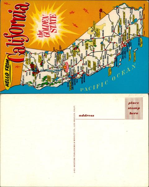 California Map Postcard