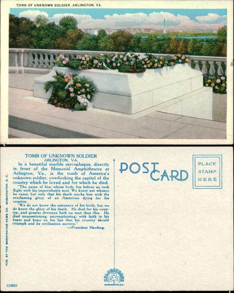 Tomb of Unknown Soldier Postcard