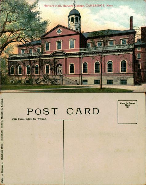 Harvard - Harvard Hall Postcard