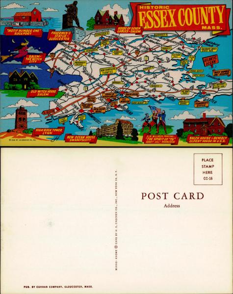 Essex County Map Postcard