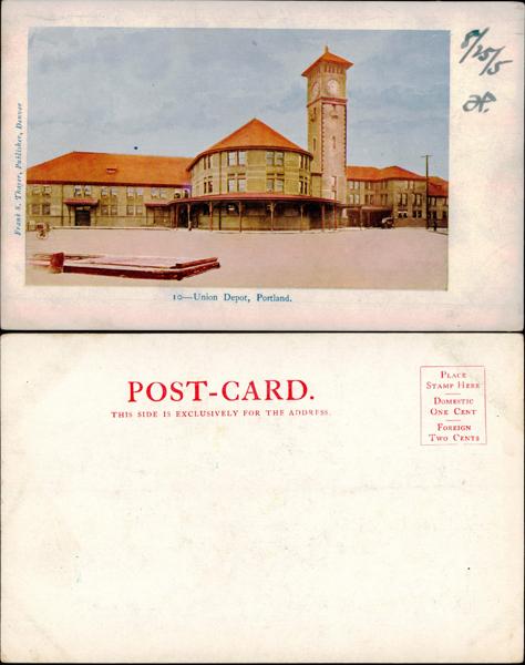 Union Depot, Portland Postcard