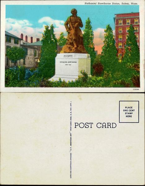 Nathaniel Hawthorne Statue Postcard