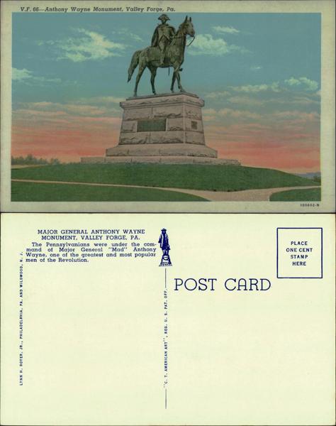 Anthony Wayne Monument Postcard