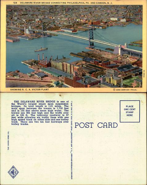 Delaware River Bridge Postcard