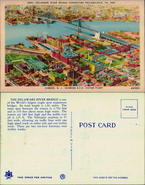 Delaware River Bridge Postcard
