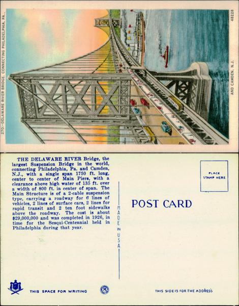 Delaware River Bridge Postcard