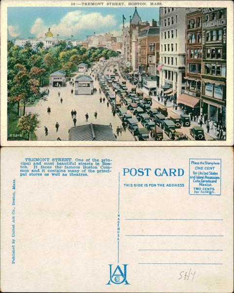 Tremont Street, Boston Postcard